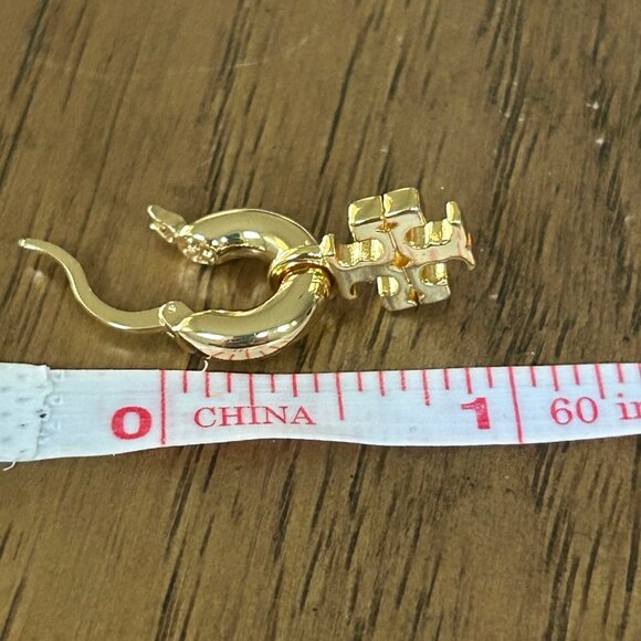 Tory Burch KIRA Huggie Hoop Charm Earrings - Picture 3 of 3